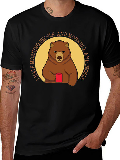 I Hate Morning People Bear Graphic T-Shirt