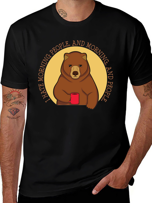 I Hate Morning People Bear Graphic T-Shirt