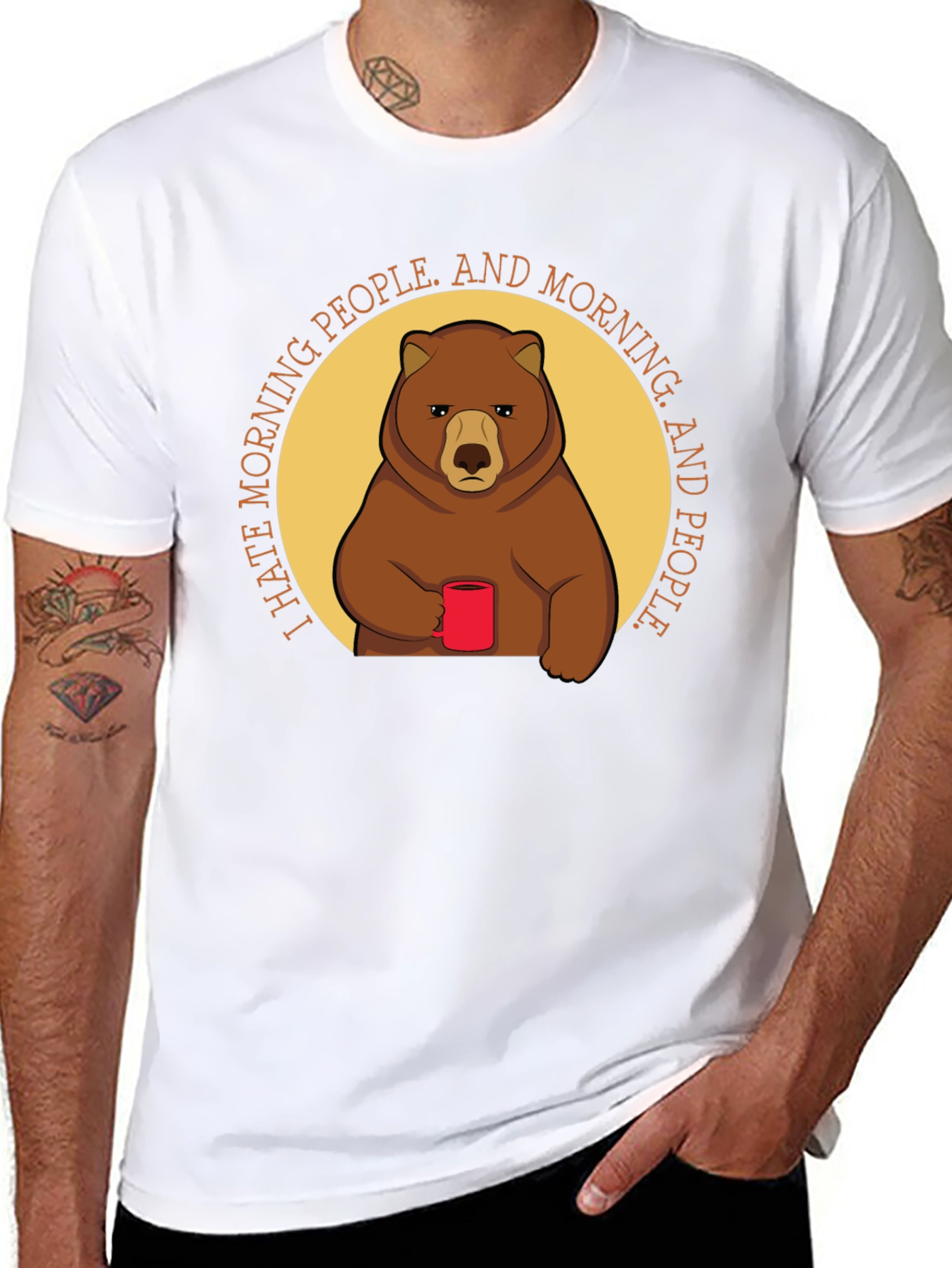 I Hate Morning People Bear Graphic T-Shirt