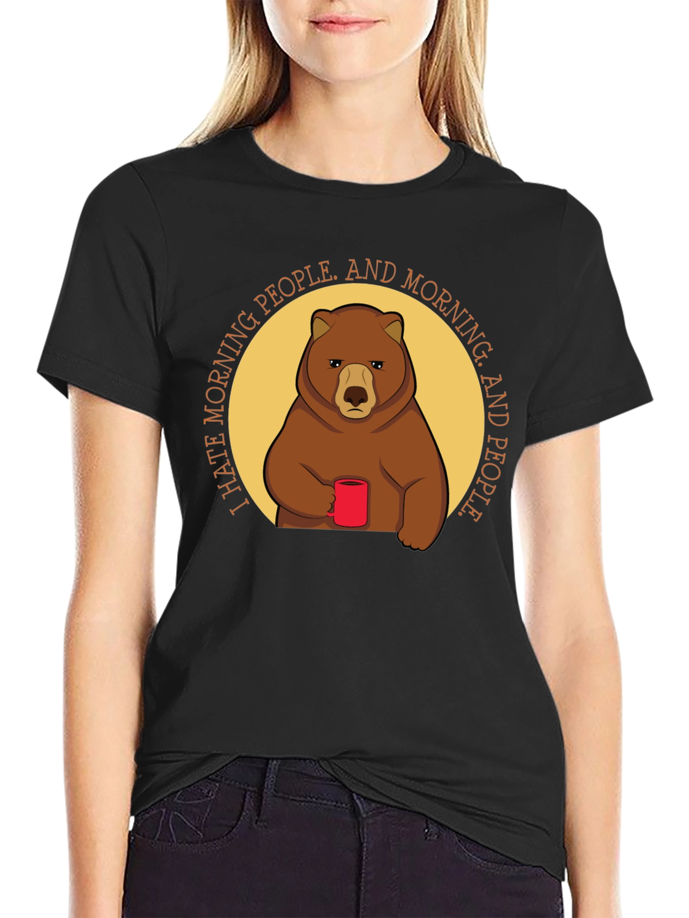 I Hate Morning People Bear Graphic T-Shirt