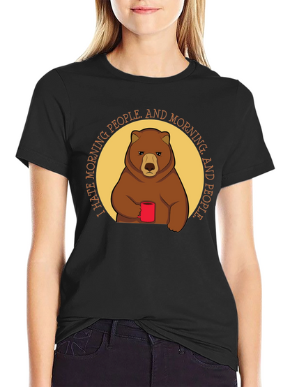 I Hate Morning People Bear Graphic T-Shirt