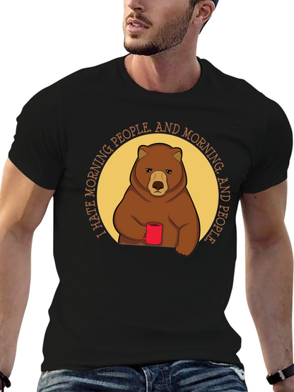 I Hate Morning People Bear Graphic T-Shirt