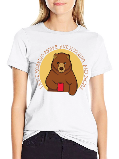 I Hate Morning People Bear Graphic T-Shirt