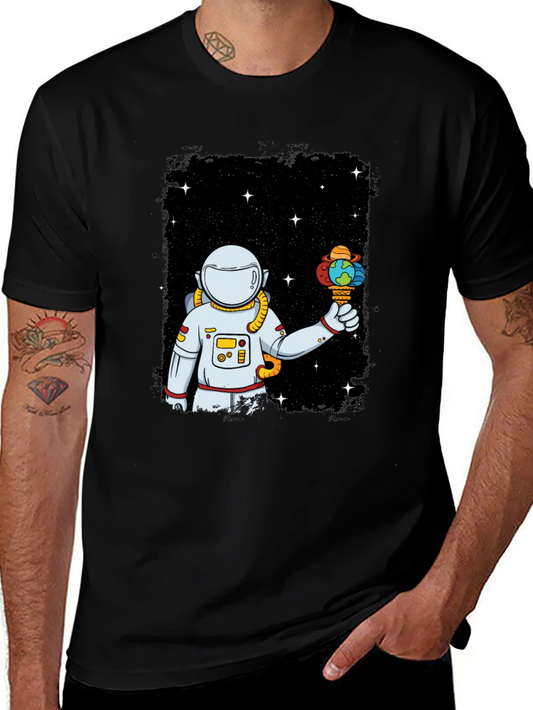 Astronaut Earth Ice Cream Graphic T-Shirt