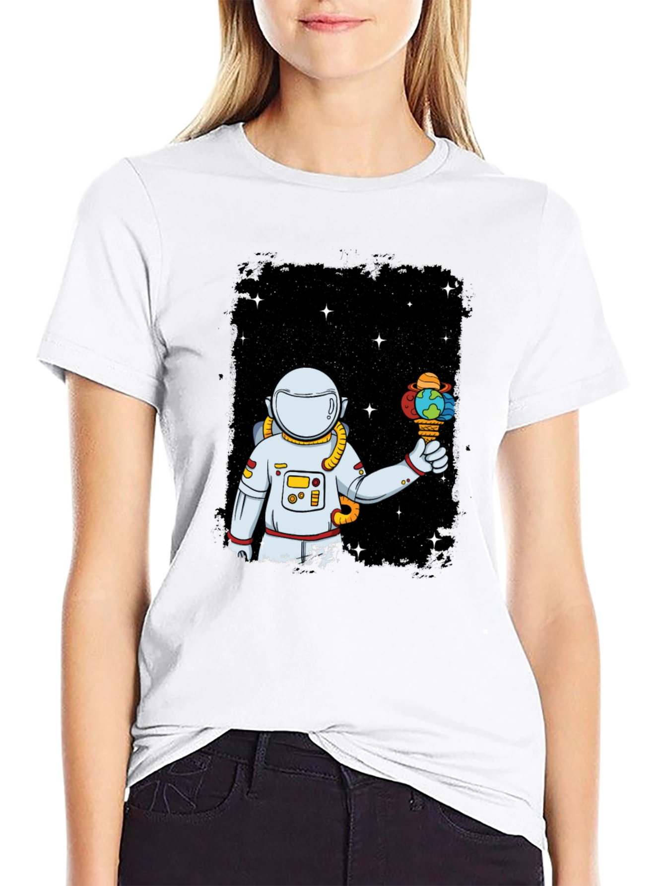 Astronaut Earth Ice Cream Graphic T-Shirt