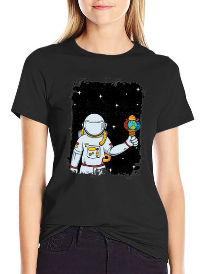 Astronaut Earth Ice Cream Graphic T-Shirt