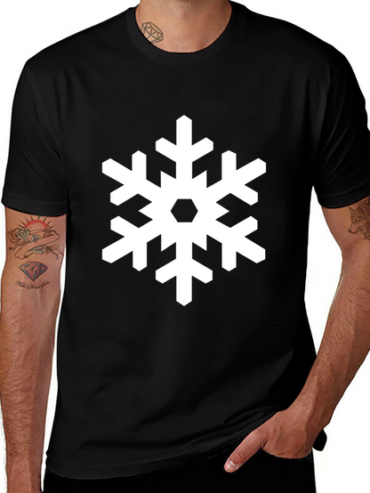 Snowflake Graphic Print Black T-Shirt