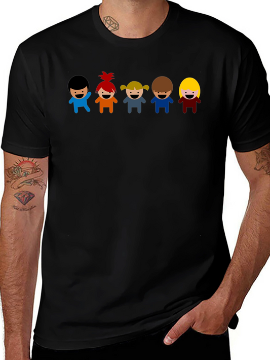Cartoon Kids Graphic Black T-Shirt