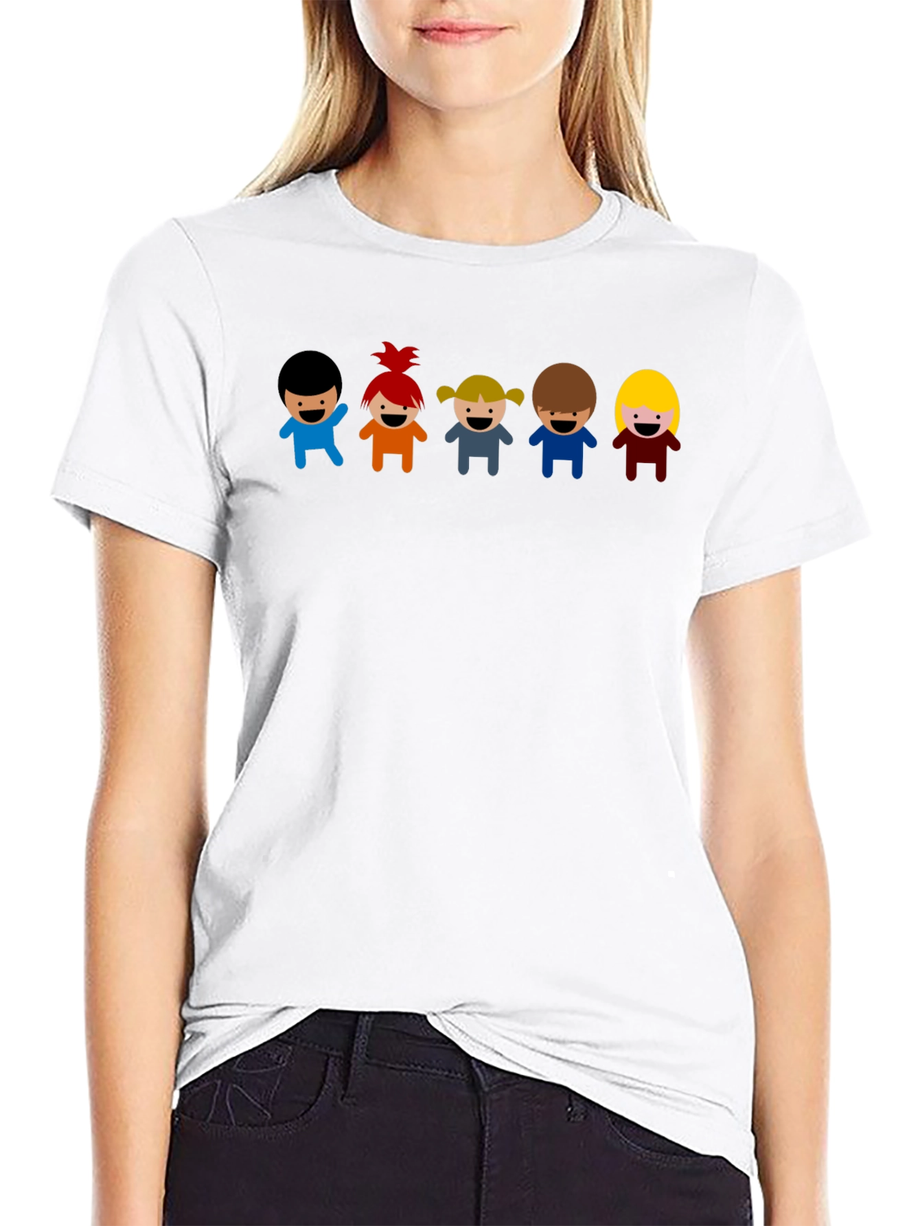 Cartoon Kids Graphic Black T-Shirt