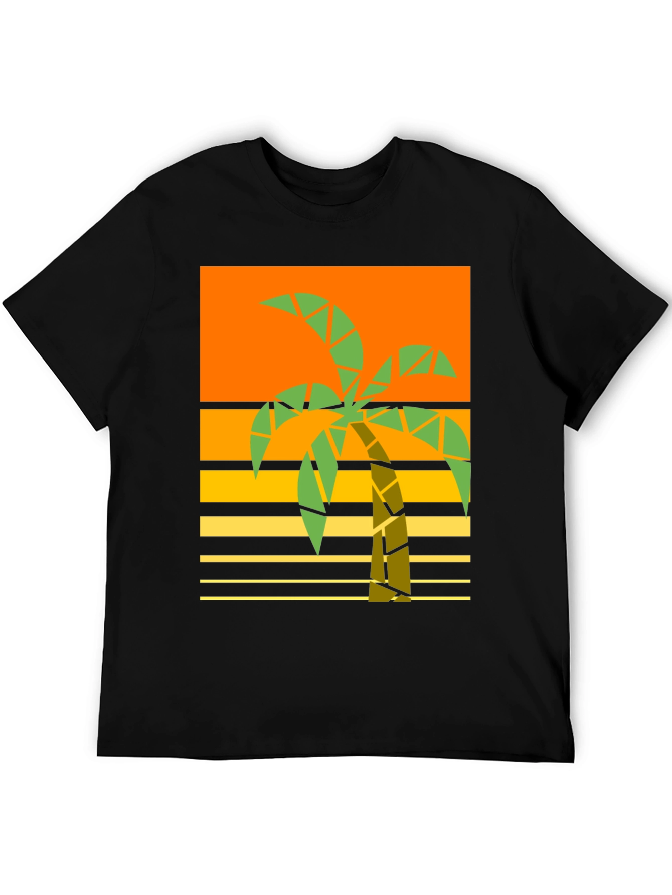 Geometric Palm Tree Graphic Tee - Retro Beach Style