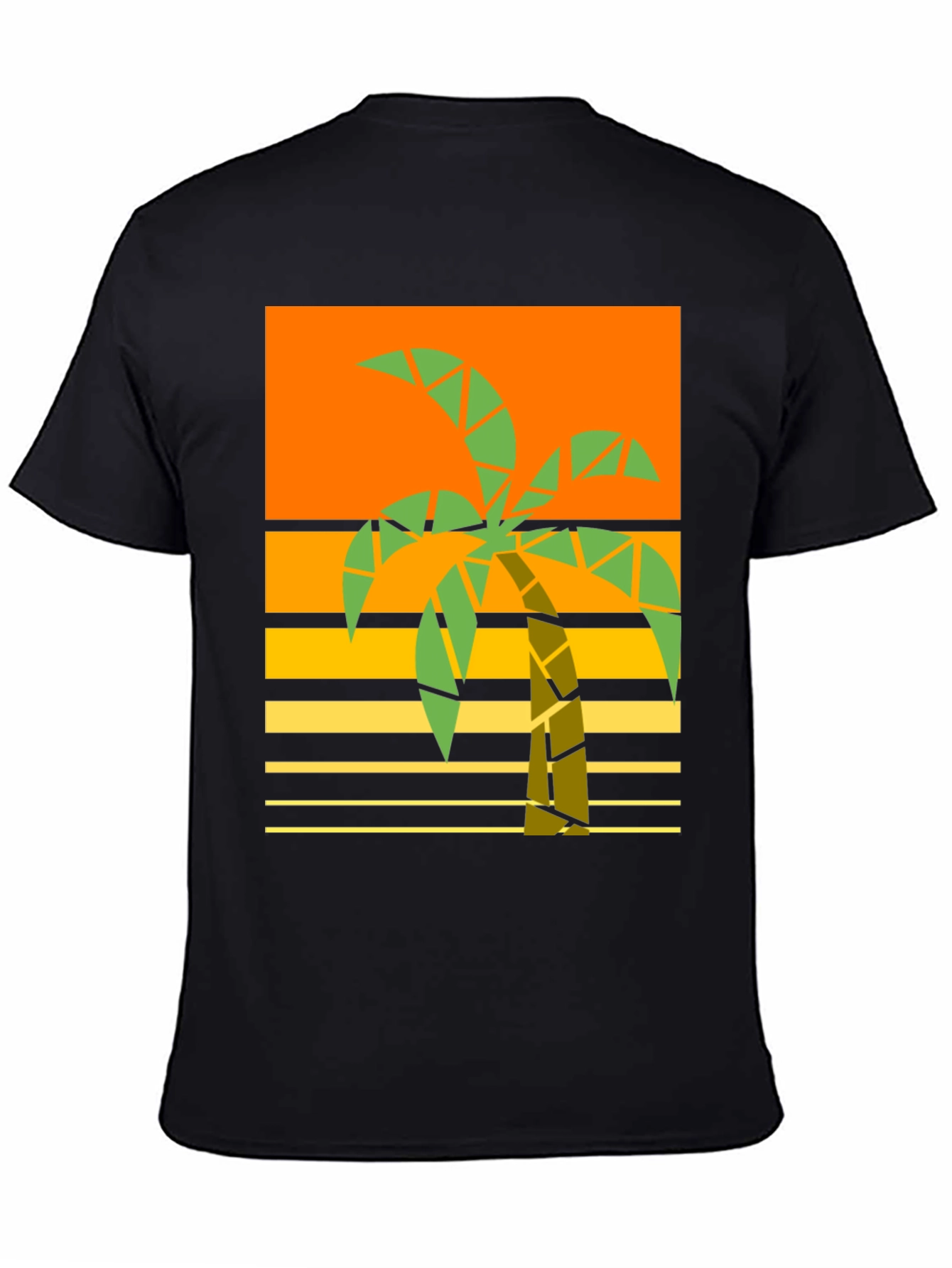 Geometric Palm Tree Graphic Tee - Retro Beach Style