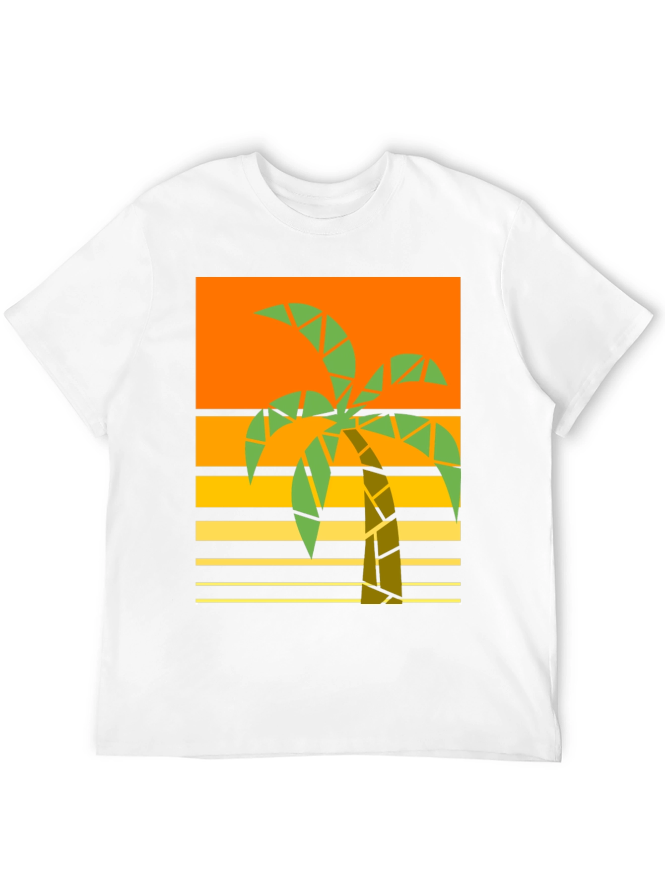 Geometric Palm Tree Graphic Tee - Retro Beach Style