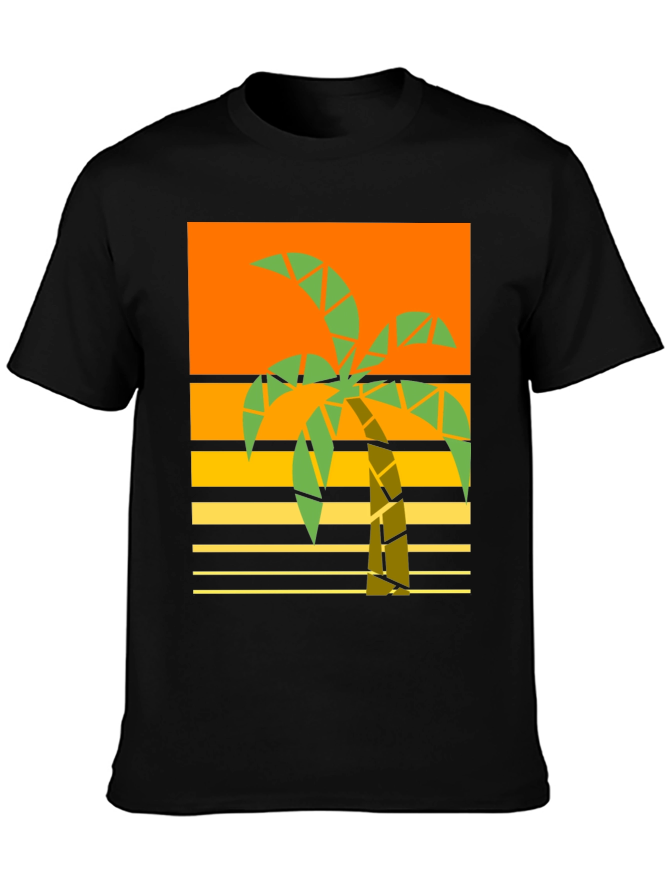 Geometric Palm Tree Graphic Tee - Retro Beach Style