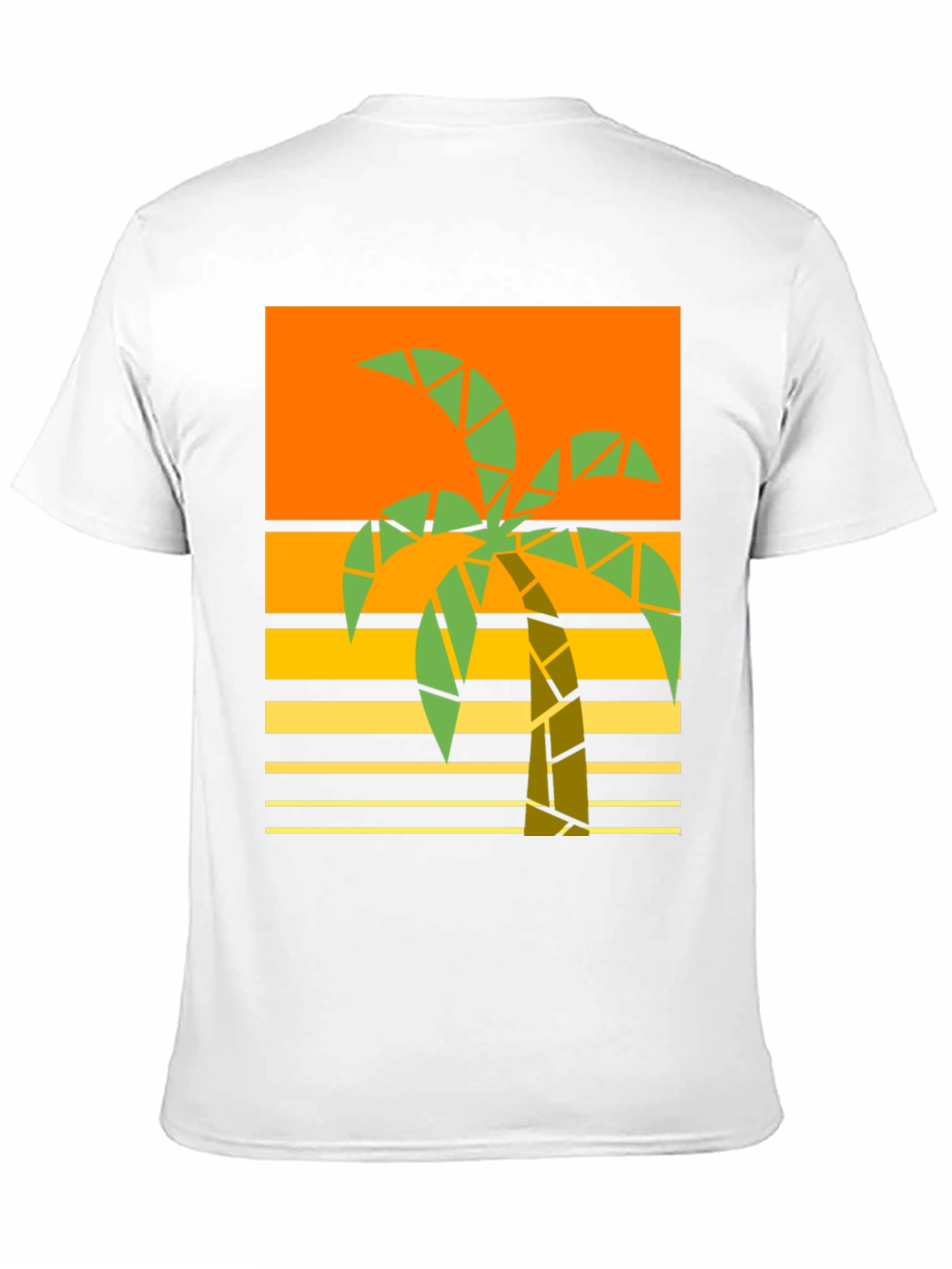 Geometric Palm Tree Graphic Tee - Retro Beach Style