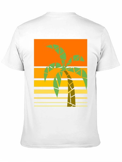 Geometric Palm Tree Graphic Tee - Retro Beach Style