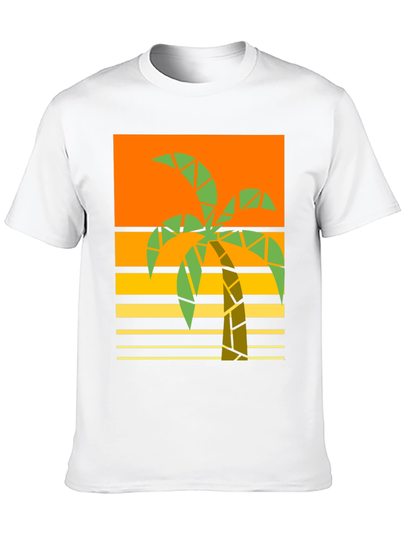 Geometric Palm Tree Graphic Tee - Retro Beach Style