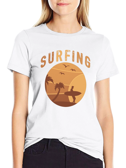Surfing Beach T-Shirt - Retro Style