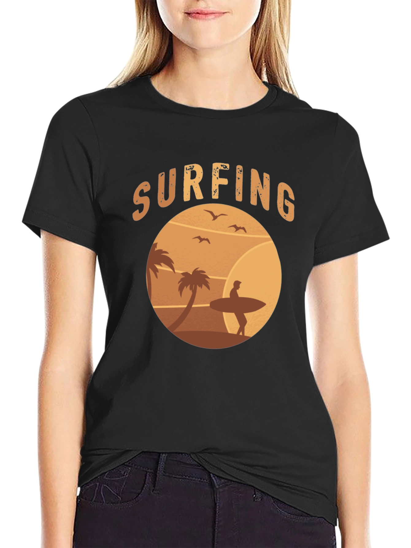 Surfing Beach T-Shirt - Retro Style