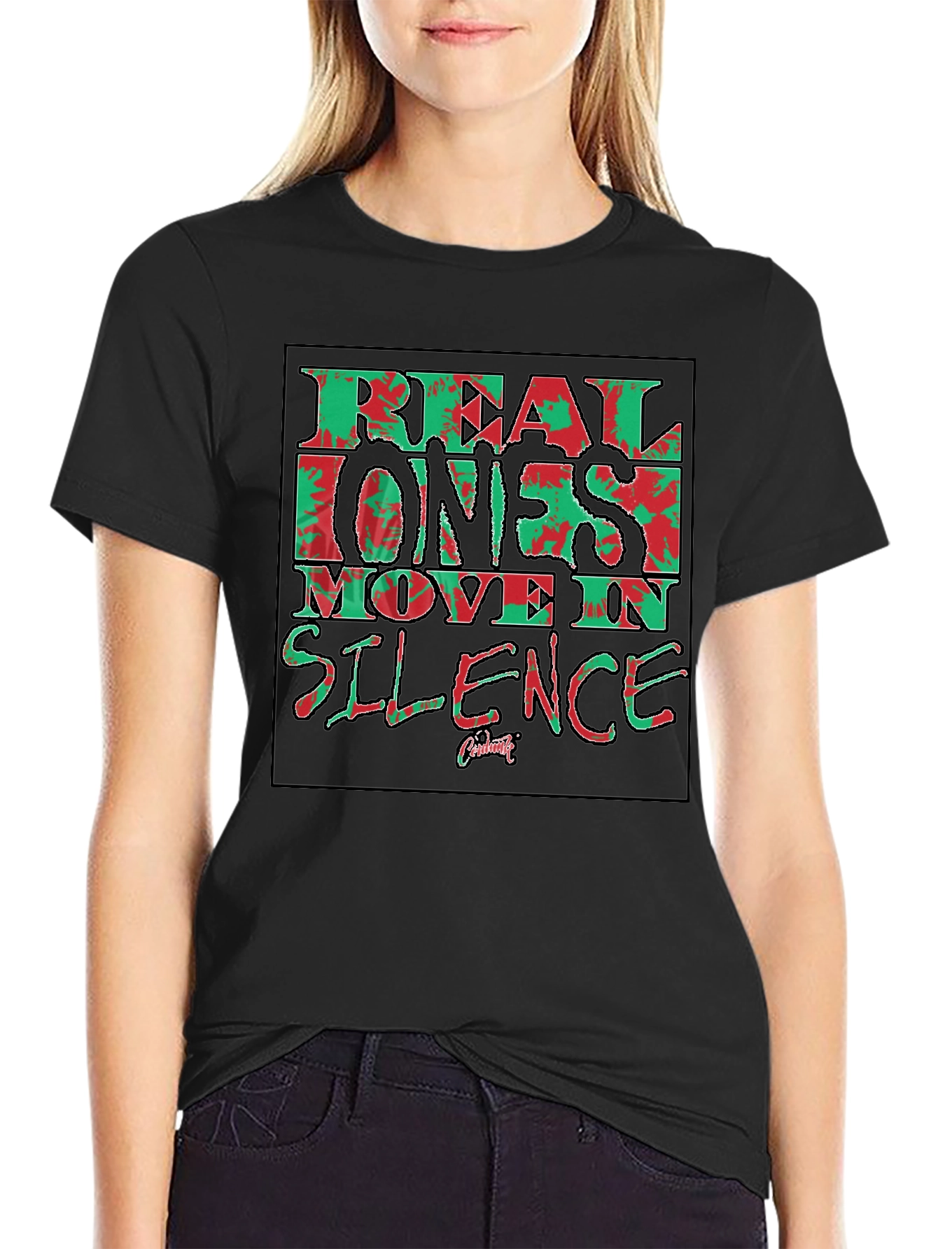 Real Ones Move in Silence Black T-Shirt Graphic Tee