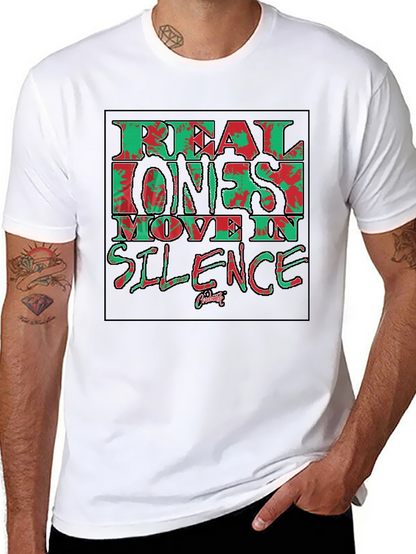 Real Ones Move in Silence Black T-Shirt Graphic Tee