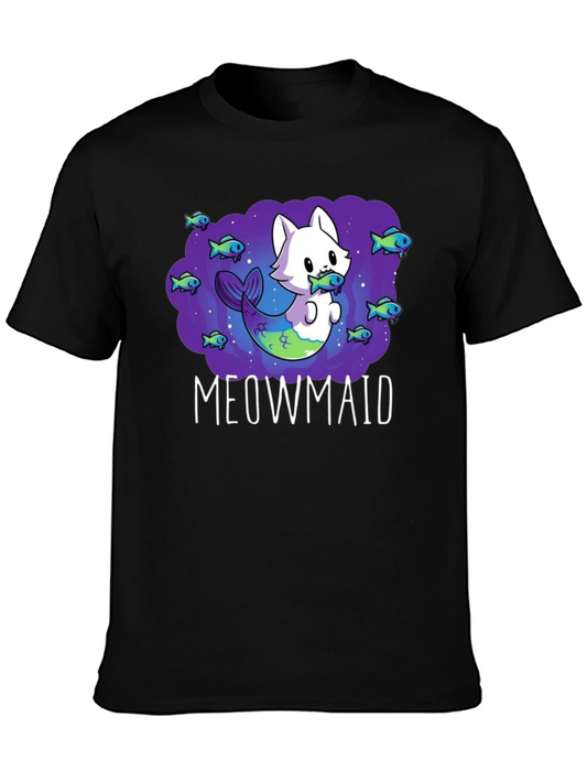 Meowmaid Graphic T-Shirt - Cute Cat Mermaid Design