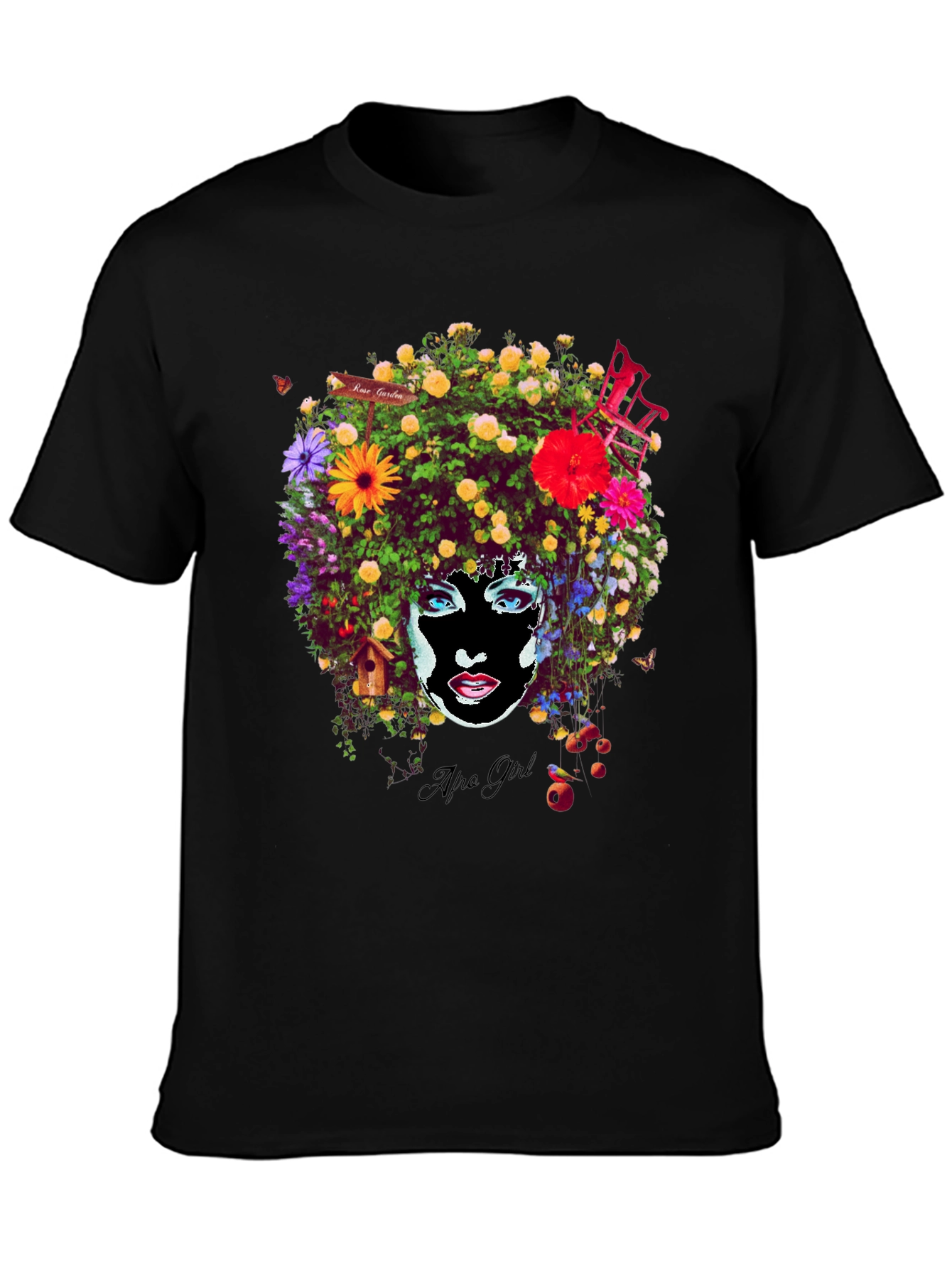 Afro Girl Floral Print T-Shirt