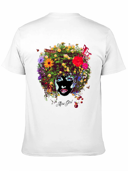 Afro Girl Floral Print T-Shirt
