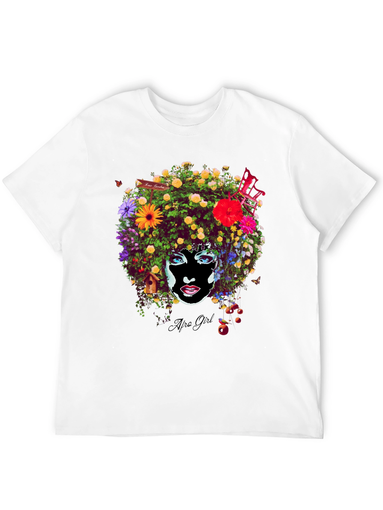 Afro Girl Floral Print T-Shirt