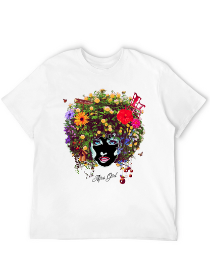 Afro Girl Floral Print T-Shirt