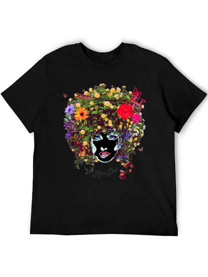 Afro Girl Floral Print T-Shirt