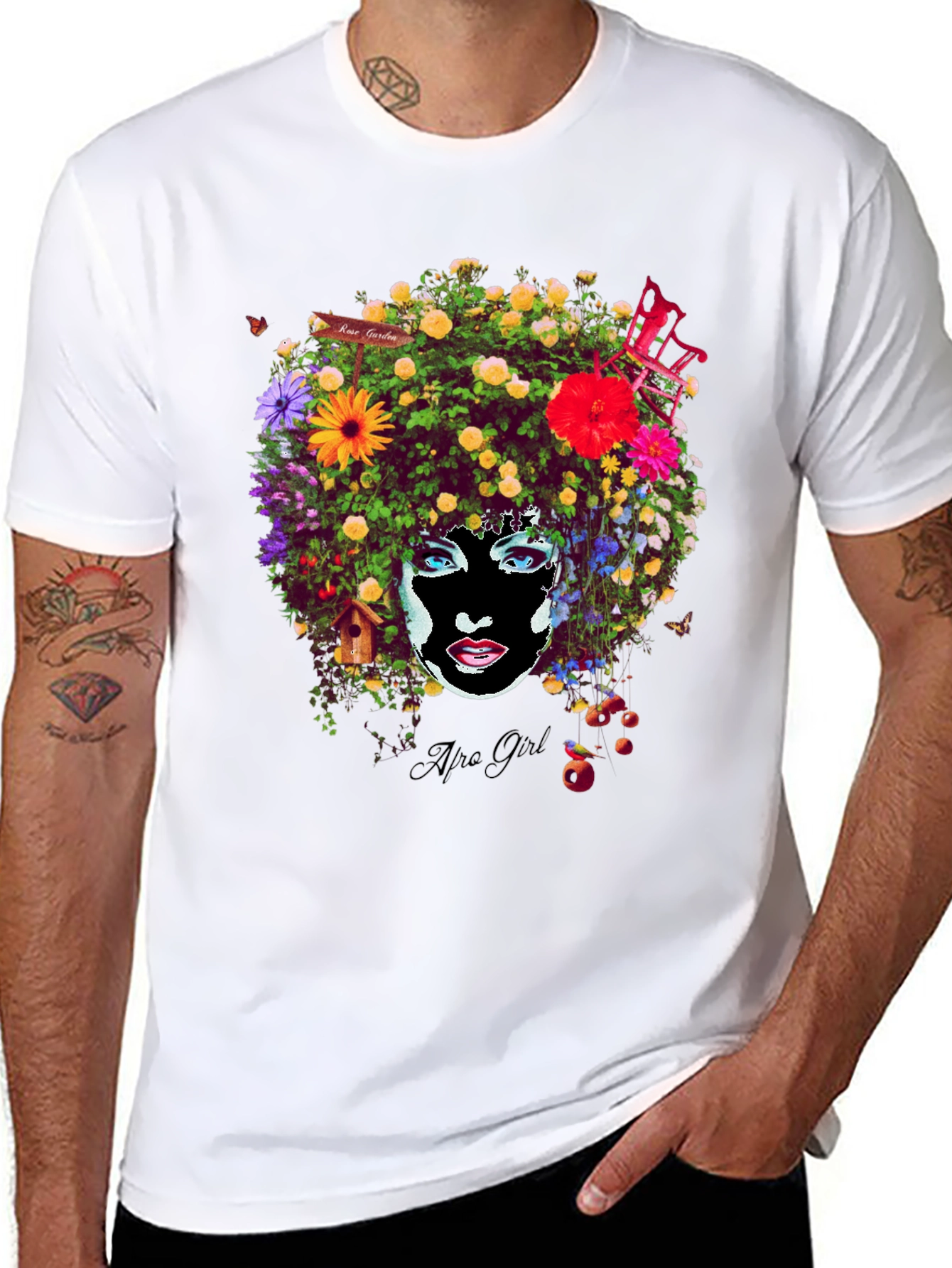 Afro Girl Floral Print T-Shirt