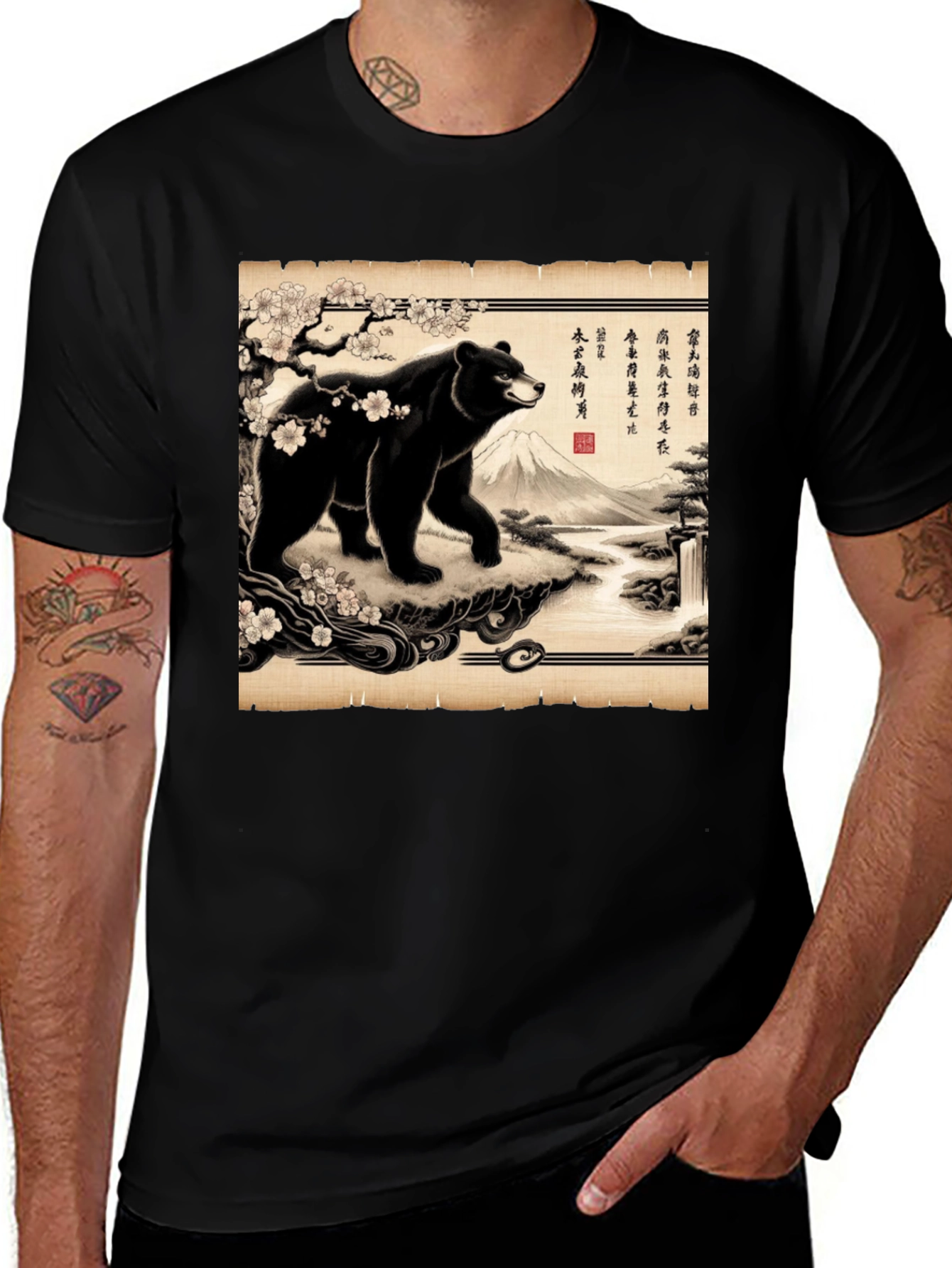 Japanese Bear Print T-Shirt