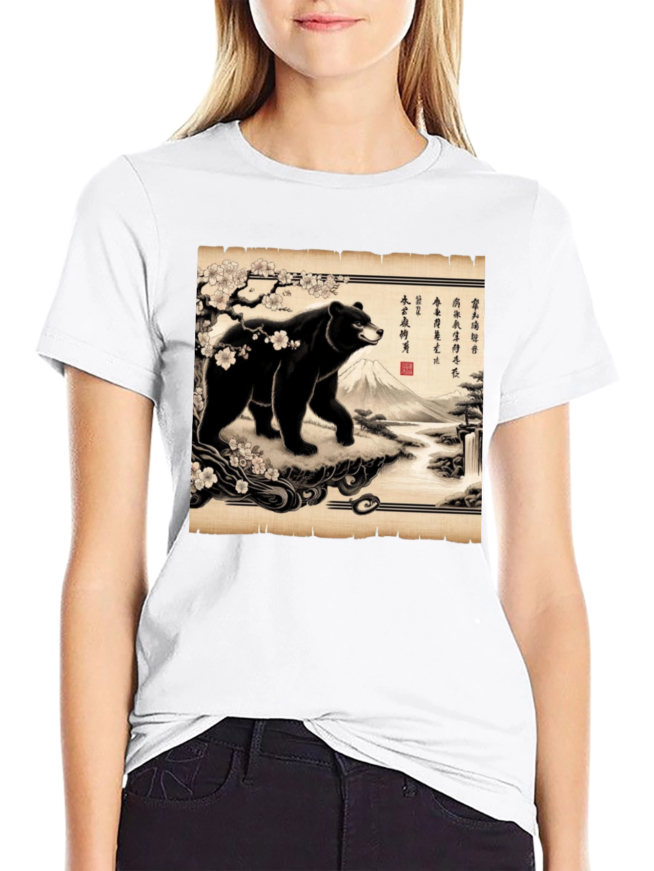 Japanese Bear Print T-Shirt