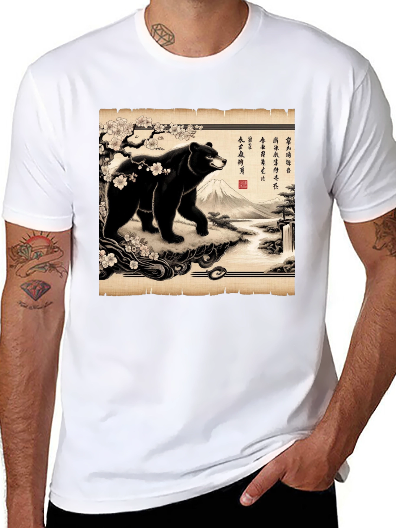 Japanese Bear Print T-Shirt