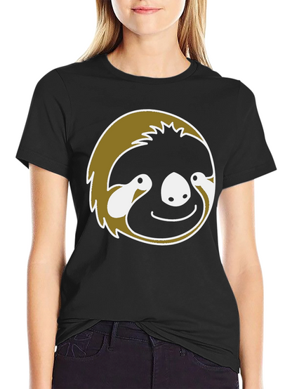 Sloth Face Graphic T-Shirt - Black