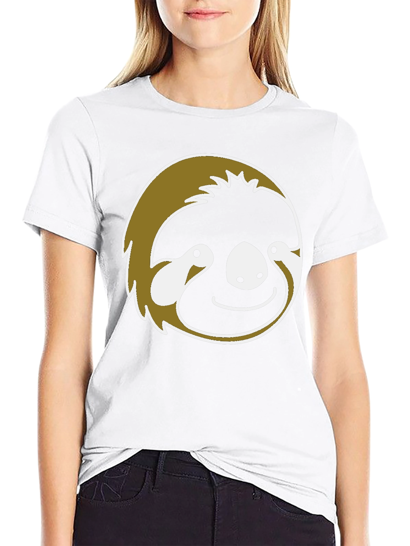 Sloth Face Graphic T-Shirt - Black