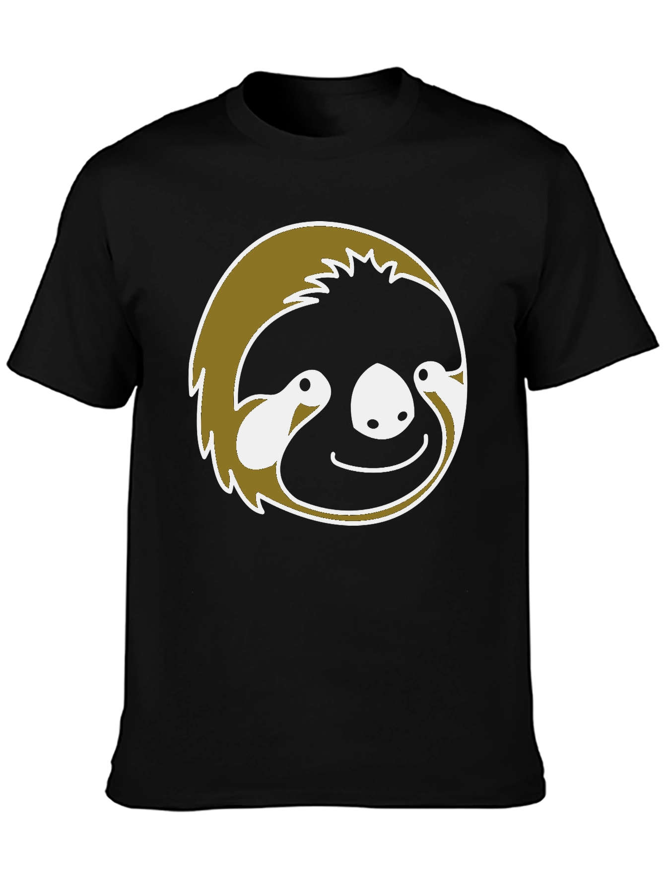 Sloth Face Graphic T-Shirt - Black