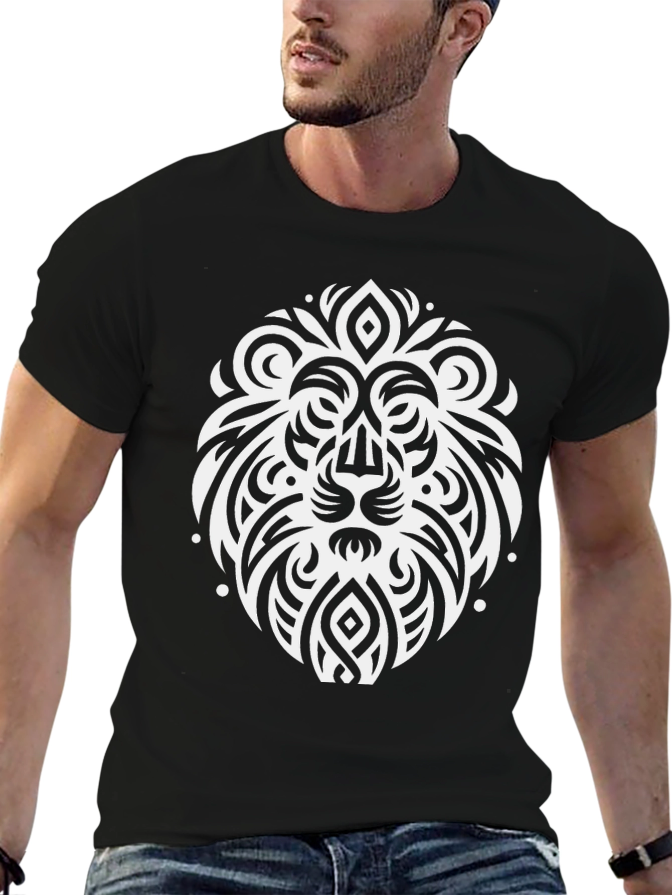 Lion Crest Graphic T-Shirt - Black