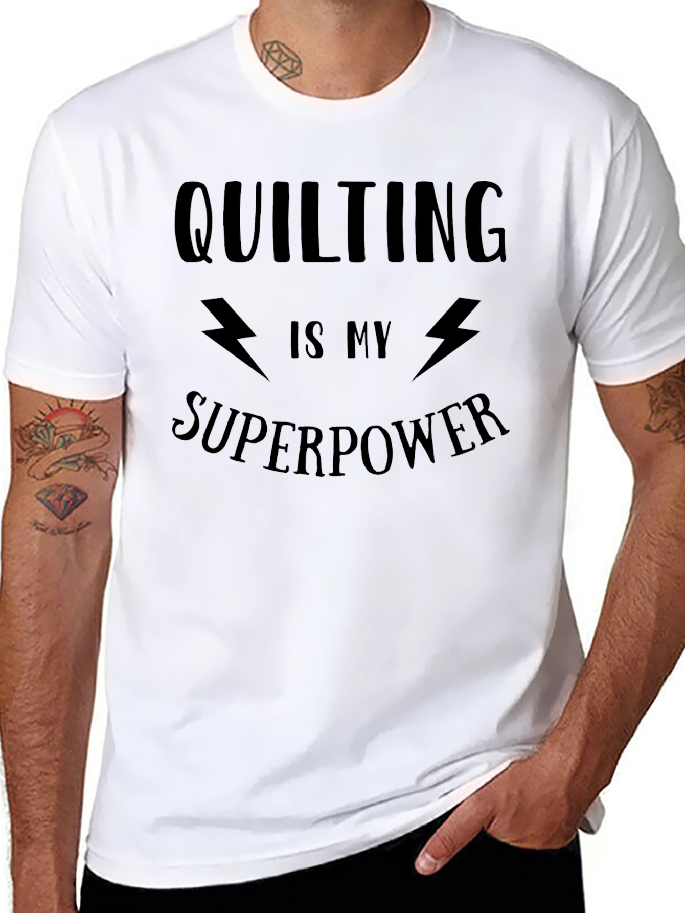 Quilting Superpower Black Graphic Tee