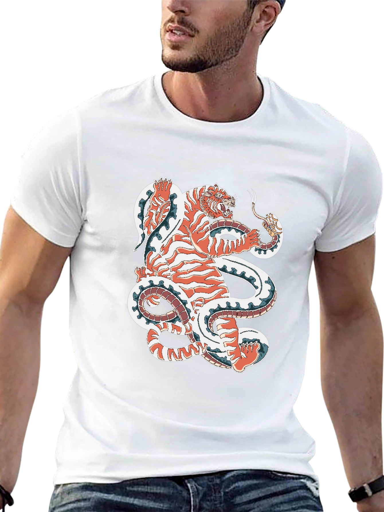 Tiger vs Snake Graphic Tee - Unique Design!