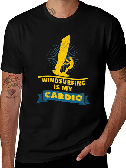 Windsurfing is My Cardio Black T-Shirt