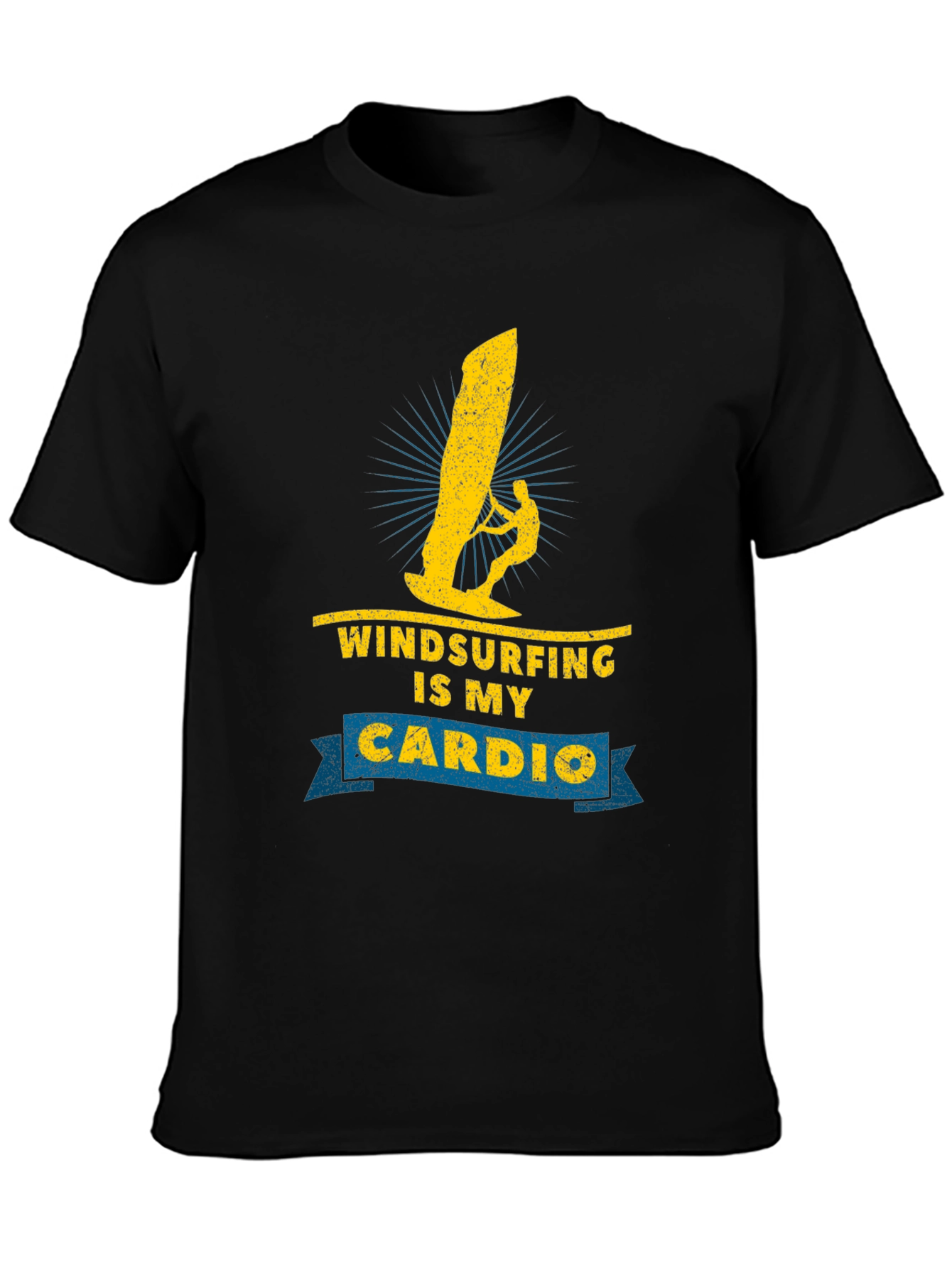 Windsurfing is My Cardio Black T-Shirt