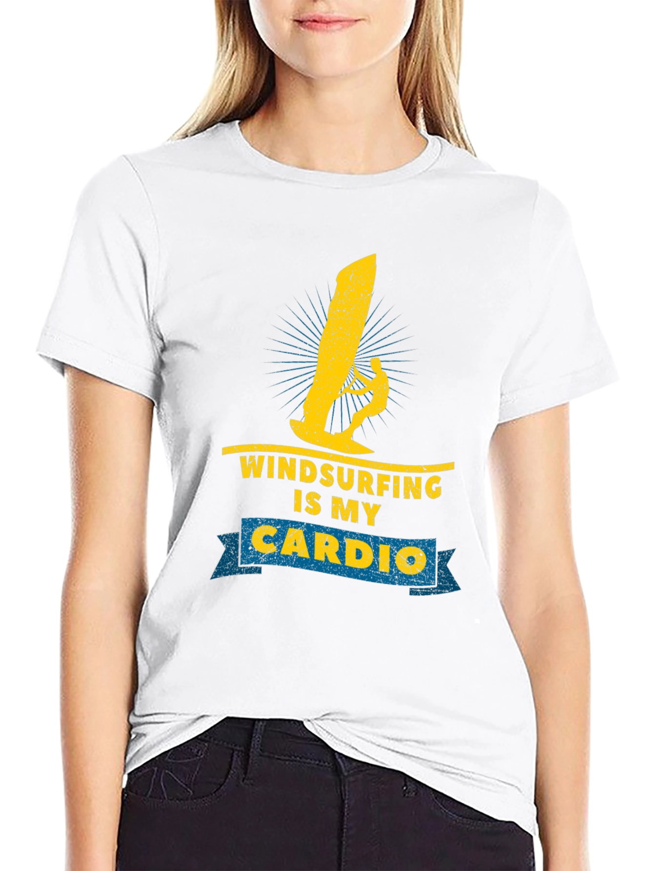 Windsurfing is My Cardio Black T-Shirt