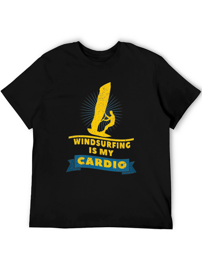 Windsurfing is My Cardio Black T-Shirt