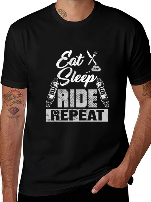 Eat Sleep Ride Repeat Graphic Tee - Biker T-Shirt