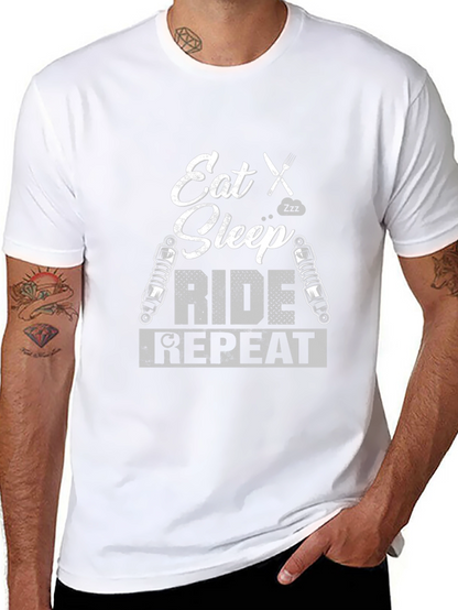 Eat Sleep Ride Repeat Graphic Tee - Biker T-Shirt