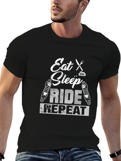 Eat Sleep Ride Repeat Graphic Tee - Biker T-Shirt