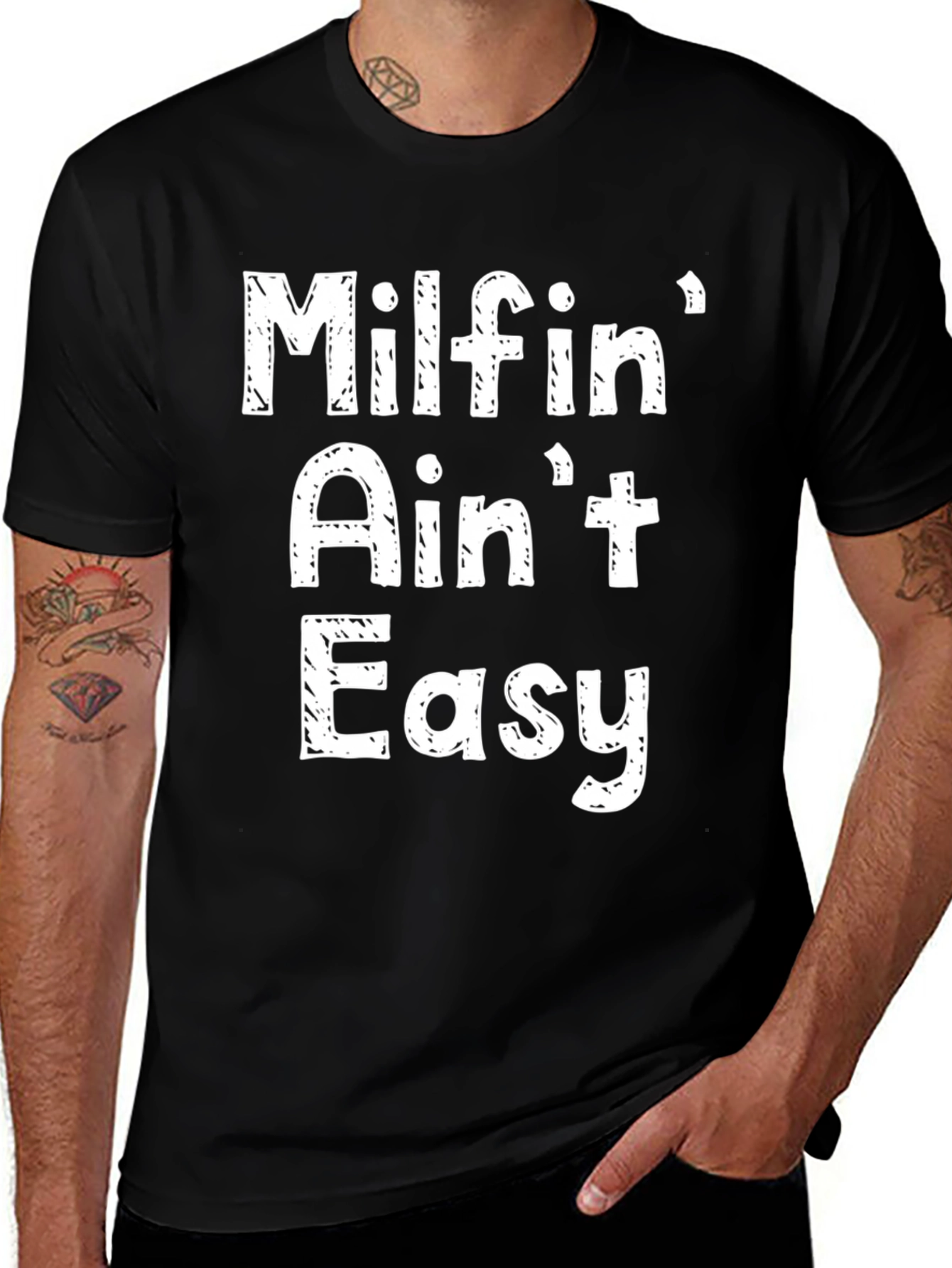 Milfin Aint Easy Graphic Tee - Novelty Black T-Shirt