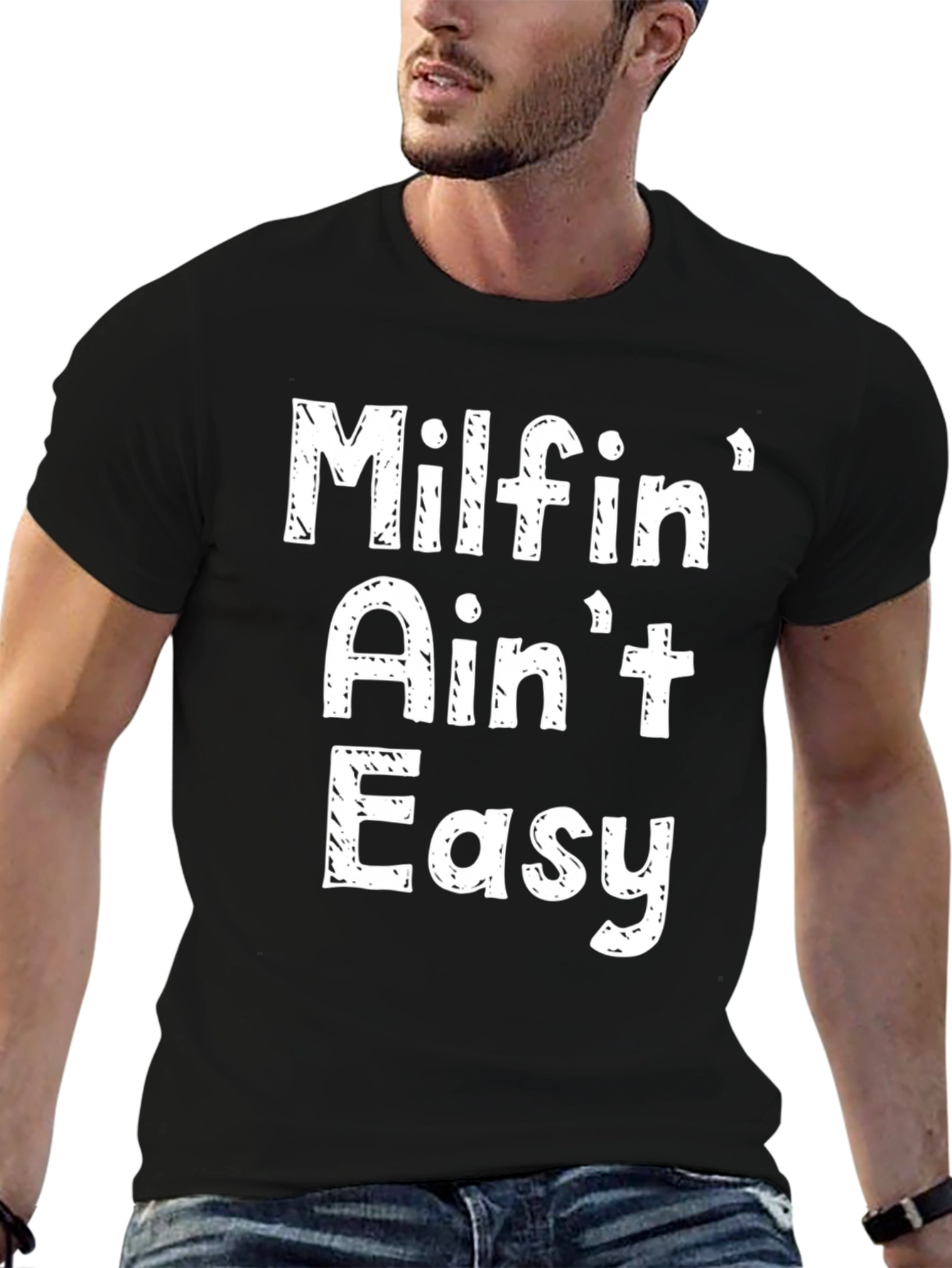 Milfin Aint Easy Graphic Tee - Novelty Black T-Shirt
