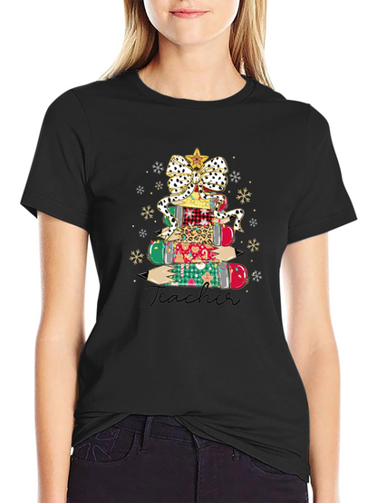 Teacher Christmas Pencil Stack T-Shirt